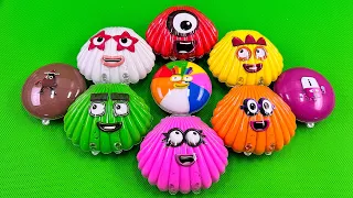 Pick up Numberblocks with CLAY in Cake Shapes, Seashell,... Mix Coloring! Satisfying ASMR Videos