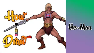 How I Draw HE-MAN from MASTERS of the UNIVERSE REVELATIONS * how to draw he-man art lessons drawing