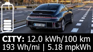 Hyundai IONIQ 6 2WD CITY energy power consumption economy test range mpkWh kWh/100 km urban power