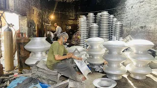 Beautiful hand made cooking pots making process from metal in factory complete process