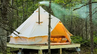 Hot Tent Camping In Canvas Bell Tent