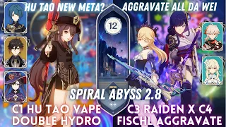 C1 Hu Tao Double Hydro & C3 Raiden x C4 Fischl Aggravate | Spiral Abyss 2.8 Floor 12 - 9⭐