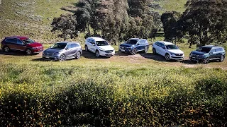 Hyundai Santa Fe v Kia Sorento v Mazda CX-8 v Peugeot 5008 v Skoda Kodiaq v VW Tiguan Allspace