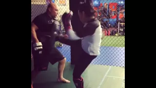 Demi Lovato, famous actress and singer, trains MMA