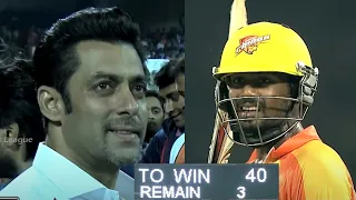 Salman Khan enjoying the nail-biting match between Mumbai Heroes vs Chennai Rhinos | Need 40 from 18