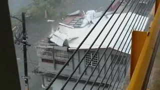 Hurricane Maria tears off the roofs of buildings