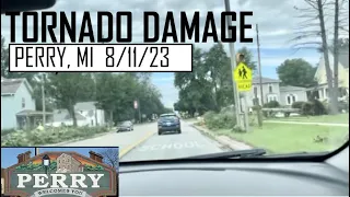 Perry Michigan Tornado 8/11/23 - Drive through tornado storm damage aftermath