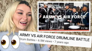 New Zealand Girl Reacts to US ARMY VS US AIRFORCE DRUM LINE BATTLE!