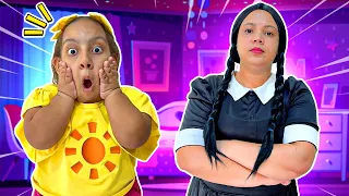 Wednesday is Maria Clara's nanny for a day | Funny video for kids with MC Divertida