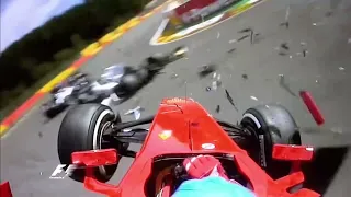 Fernando Alonso onboard crash Belgian GP 2012