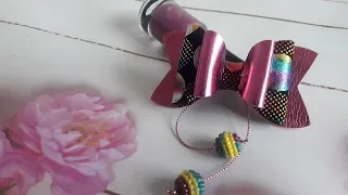 Бантик из эко-кожи в стиле диско канзаши мк / Disco style Bow DIY/ Arco estilo disco