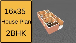 16x35 House Design 2BHK || Small Village House Design || 50 Gaj Makan Ka Naksha || 16x35 House Plan