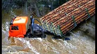 DANGEROUS CRAZY DRIVING SHIPS & GIANT LOGGING TRUCK CARS FAILS IN MONSTER WAVES IN STORM & OFF ROAD