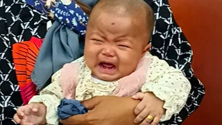 Crying..!! The Best Video Funny Baby Ear Piercing, Congenital Birthmark