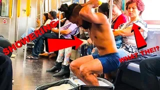 Taking a shower in NYC train