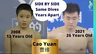 2008-2021 Cao Yuan 曹缘 Same Dives Side by Side - Years Apart China male diver 10 Meter Diving