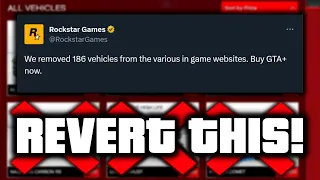 186 Vehicles REMOVED From Websites in GTA Online! Rockstar... You Need To Revert This Decision!