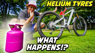 What happens when a MTB tyre is filled with helium?