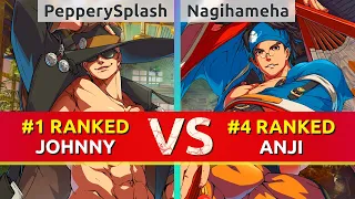 GGST ▰ PepperySplash (#1 Ranked Johnny) vs Nagihameha (#4 Ranked Anji). High Level Gameplay