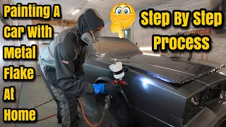 How To Paint A Car With Metal Flake Mixed In Base Coat / Clear Coat  PAINTING IN YOUR HOME GARAGE