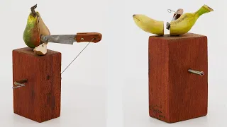 Two pieces of fruit automata by Carlos Zapata