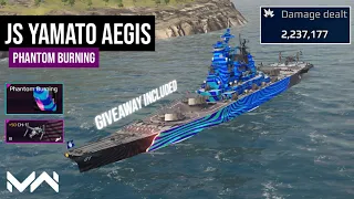 JS Yamato Aegis deals 2.2 million damage with Phantom Burning camouflage in online | Modern Warships