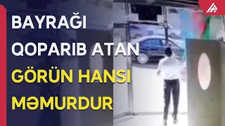 Məmurdan bayrağa HÖRMƏTSİZLİK: qoparıb atdı - APA TV