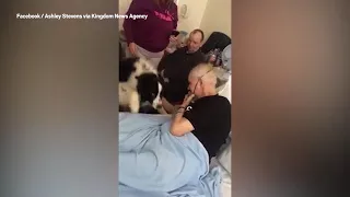 Heartbreaking moment dying man hugs pet dog goodbye for last