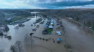 LIFE-THREATENING FLOODING ON OHIO RIVER; HOMES / BUSINESSES UNDERWATER; Hockingport / Marietta, OH