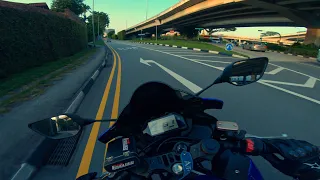 YAMAHA R3 - AKRAPOVIC | Pure Sound | Sunset Rush Hour Ride [4k]