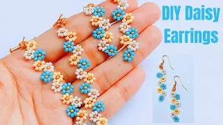 How to make a DAISY CHAIN flower EARRINGS with step by step instructions -  Easy Beaded Jewelry DIY