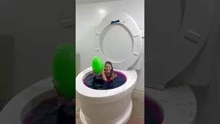 SURPRISE EGG CHALLENGE with Huge Surprise Prize in Worlds Largest Toilet Purple Pool #shorts