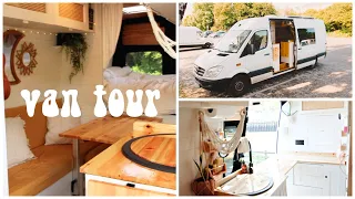 SELF BUILT VAN TOUR | COZY boho DESIGN with UNIQUE pull out pantry