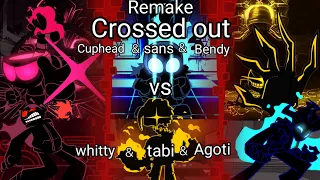 FNF Crossed out but Cuphead ＆ sans ＆ Bendy vs whitty ＆ tabi ＆ Agoti Remake cover