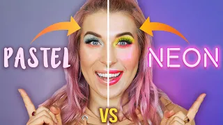 ♦ PASTEL 🌸 vs. NEON 🎾 - pół twarzy challenge ♦ Agnieszka Grzelak Beauty