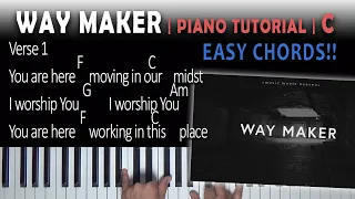 Way Maker | Piano Tutorial Easy | C