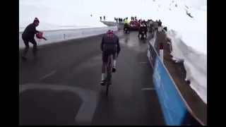 Egan Bernal getting chased by a man with a chainsaw at Giro d’Italia stage 16