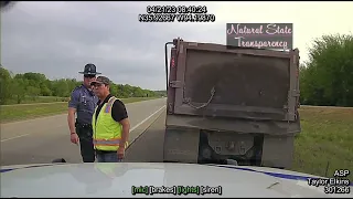 Traffic Stop Gravel Truck Losing Load I-49 Arkansas State Police Troop L, Traffic Series Ep. 254