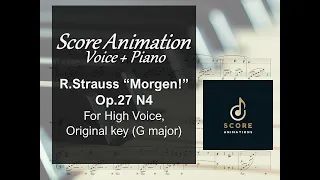 Richard Strauss "Morgen!" Original key (G major) Score animation [Voice + piano]