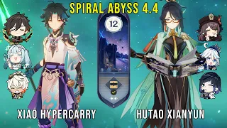 C0 Xiao Hypercarry and C1 Hutao Xianyun  - Genshin Impact Abyss 4.4 - Floor 12 9 Stars