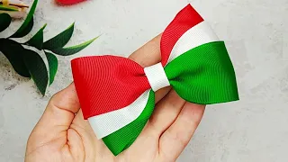 Simple tricolor bow 🎀 Hair Bows with ribbon 🎀 How to make Hair Bow tutorial 🎀 #hairbows #tutorial #1