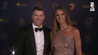 David & Candice Warner with Erin Holland on the Blue Carpet - Australian Cricket Awards 2023