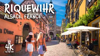 RIQUEWIHR, FRANCE 4K walk, a fairy tale medieval town in Alsace, with Captions!