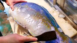 Japanese Street Food - GIANT TUSKFISH Sashimi Okinawa Japan