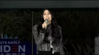Cher performs "Walking in Memphis" at Joe Biden's rally in Las Vegas 2020
