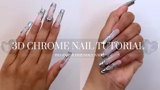 3D Chrome Nail Tutorial | Molten Chrome Nail Trend Using Rhinestone Glue