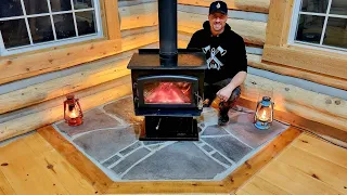 Stone Hearth Install During First Snow! + Injury Update  / Ep100 / Outsider Cabin Build