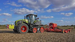 Claas Axion 960 Terra Trac & Väderstad Rapid A 800S drilling winter wheat