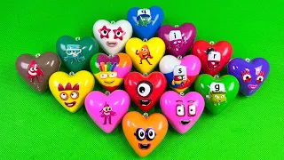 Mixing Rainbow CLAY with Numberblocks inside Mini Hearts, Ice Cream,... Coloring! ASMR