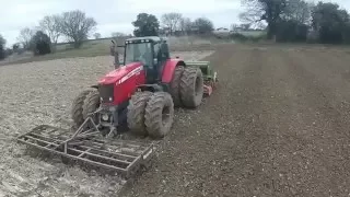 Massey Ferguson 6490 drilling wheat,Maschio/Amazone Combination drill.